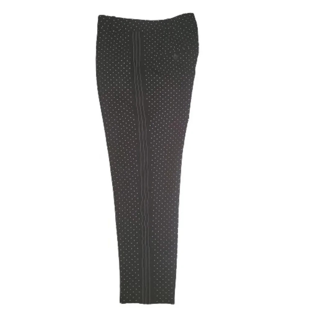 ZARA Basic Women's Polka Dot Striped Sides Flat Front Black Crop Pants Size XS - Picture 4 of 12